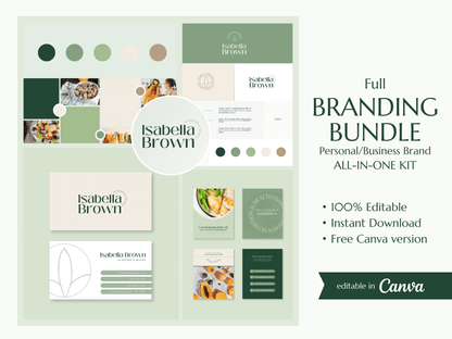 ISABELLA | NUTRITIONIST - COACH - TRAINER | Editable DIY Branding Pack | Canva Templates - Logos, Brand Board, Business Card, Email Signature, Social Media Kit