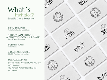 ISABELLA | NUTRITIONIST - COACH - TRAINER | Editable DIY Branding Pack | Canva Templates - Logos, Brand Board, Business Card, Email Signature, Social Media Kit