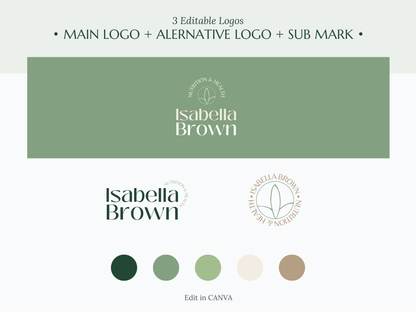 ISABELLA | NUTRITIONIST - COACH - TRAINER | Editable DIY Branding Pack | Canva Templates - Logos, Brand Board, Business Card, Email Signature, Social Media Kit
