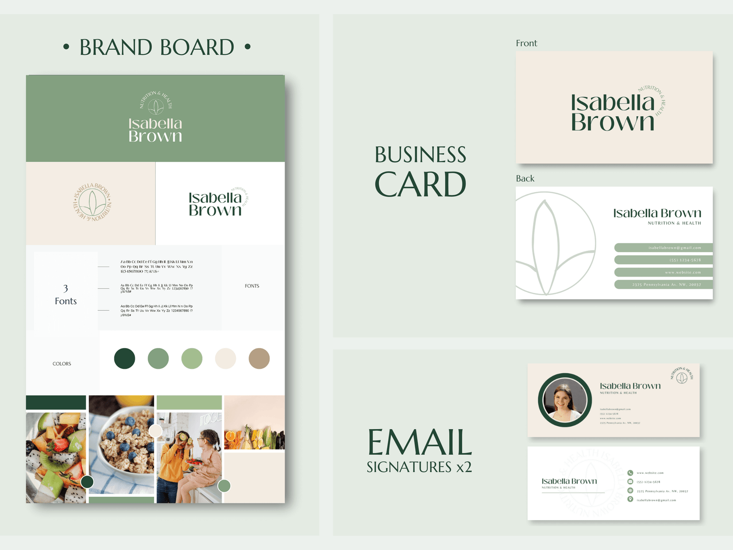 ISABELLA | NUTRITIONIST - COACH - TRAINER | Editable DIY Branding Pack | Canva Templates - Logos, Brand Board, Business Card, Email Signature, Social Media Kit
