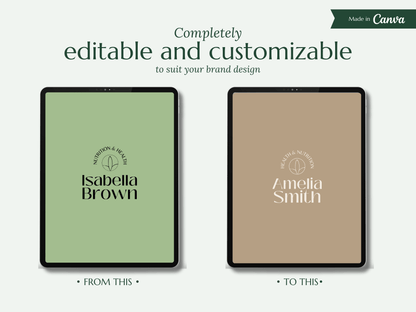ISABELLA | NUTRITIONIST - COACH - TRAINER | Editable DIY Branding Pack | Canva Templates - Logos, Brand Board, Business Card, Email Signature, Social Media Kit