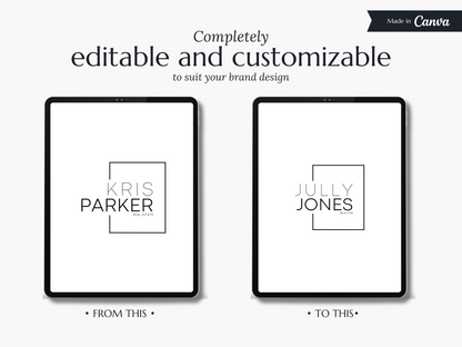 KRIS | Realtor Logo Kit | DIY Canva Template, Black & White Elegant Branding Package