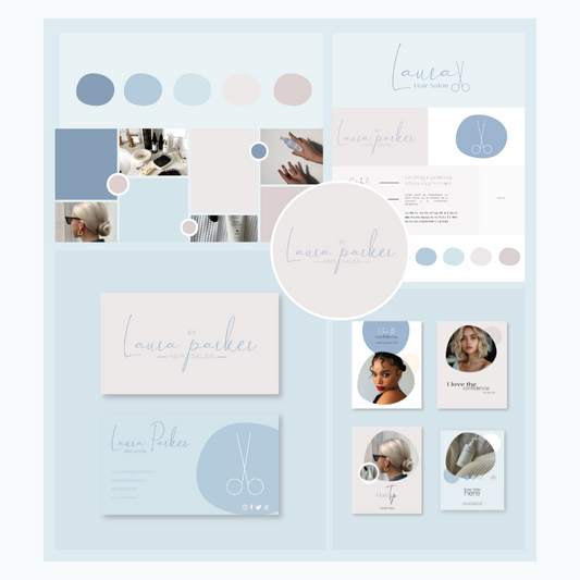 LAURA | HAIRSTYLE - SALON | Editable Personal Branding Kit | Canva Templates - Logos, Brand Board, Business Card, Email Signature, Social Media Kit