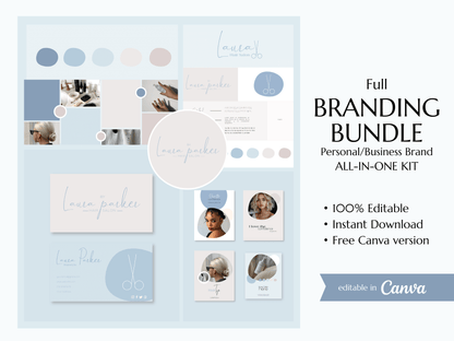 LAURA | HAIRSTYLE - SALON | Editable Personal Branding Kit | Canva Templates - Logos, Brand Board, Business Card, Email Signature, Social Media Kit