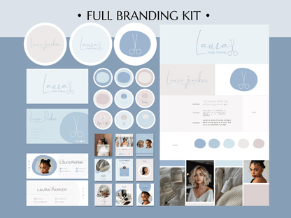 LAURA | HAIRSTYLE - SALON | Editable Personal Branding Kit | Canva Templates - Logos, Brand Board, Business Card, Email Signature, Social Media Kit