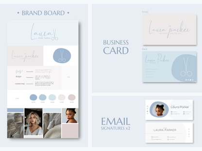 LAURA | HAIRSTYLE - SALON | Editable Personal Branding Kit | Canva Templates - Logos, Brand Board, Business Card, Email Signature, Social Media Kit