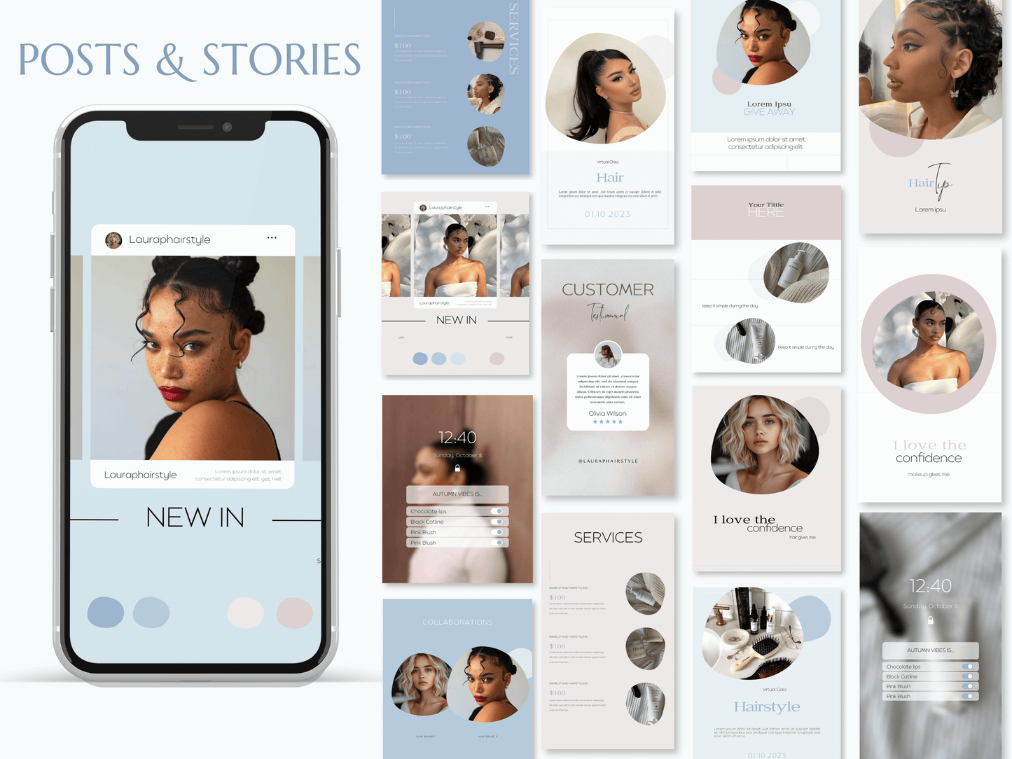 LAURA | HAIRSTYLE - SALON | Editable Personal Branding Kit | Canva Templates - Logos, Brand Board, Business Card, Email Signature, Social Media Kit