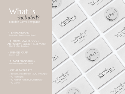 MARCELLA | WEDDING - EVENT PLANNER | DYI Personal Branding Kit | Canva Templates - Logos, Brand Board, Business Card, Email Signature, Social Media Kit