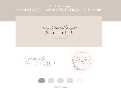 MARCELLA | WEDDING - EVENT PLANNER | DYI Personal Branding Kit | Canva Templates - Logos, Brand Board, Business Card, Email Signature, Social Media Kit
