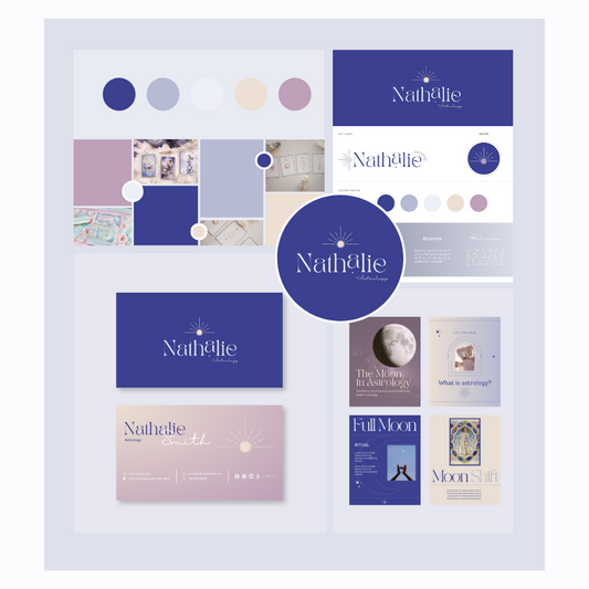NATHALIE | ASTROLOGER - MYSTIC | DYI Personal Branding Kit | Canva Templates - Logos, Brand Board, Business Card, Email Signature, Social Media Kit