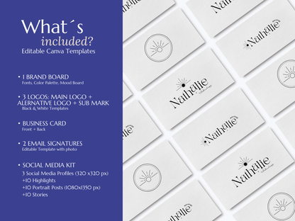 NATHALIE | ASTROLOGER - MYSTIC | DYI Personal Branding Kit | Canva Templates - Logos, Brand Board, Business Card, Email Signature, Social Media Kit