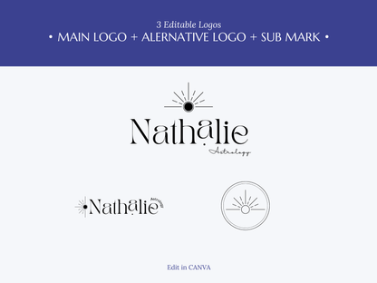 NATHALIE | ASTROLOGER - MYSTIC | DYI Personal Branding Kit | Canva Templates - Logos, Brand Board, Business Card, Email Signature, Social Media Kit