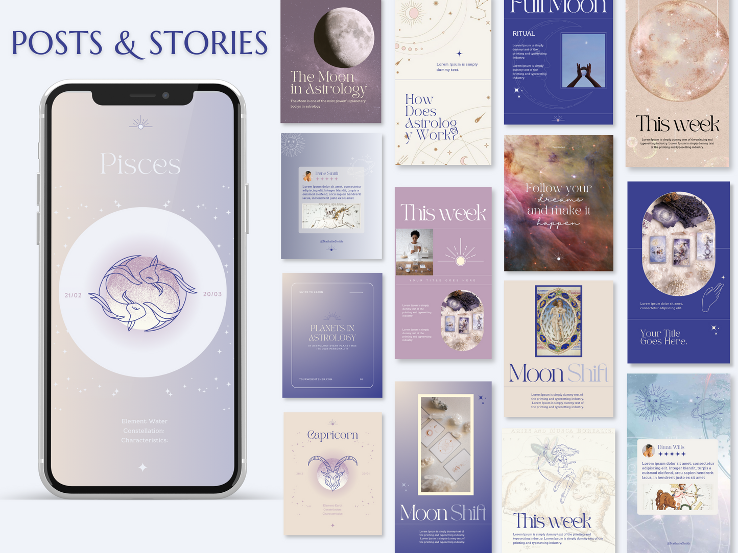 NATHALIE | ASTROLOGER - MYSTIC | DYI Personal Branding Kit | Canva Templates - Logos, Brand Board, Business Card, Email Signature, Social Media Kit