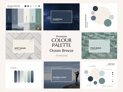 Ocean Breeze | Luxury Brand Palette | Editable Canva Colour Palette with Hex Codes | Blue + Green Branding Kit