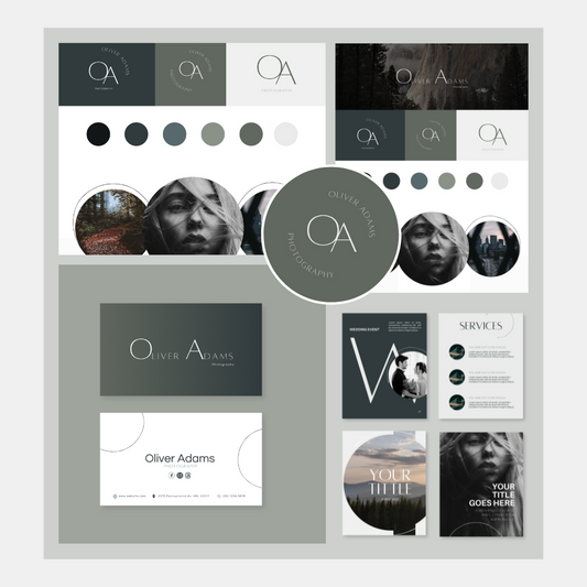 OLIVER | PHOTOGRAPHY | Editable Branding Kit | Canva Templates - Logos, Brand Board, Business Card, Email Signature, Social Media Kit