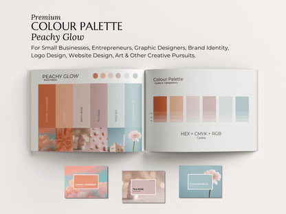 Peachy Glow | Modern Brand Palette | Premium Editable Canva Colour Palette with Hex Codes | Peach Blue Purple Branding Kit