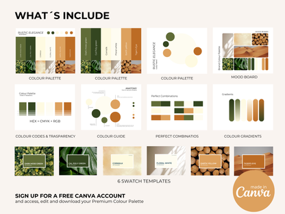 Rustic Elegance | Modern Brand Palette | Editable Canva Template with Hex Codes | Earthy Tones Business Branding Kit