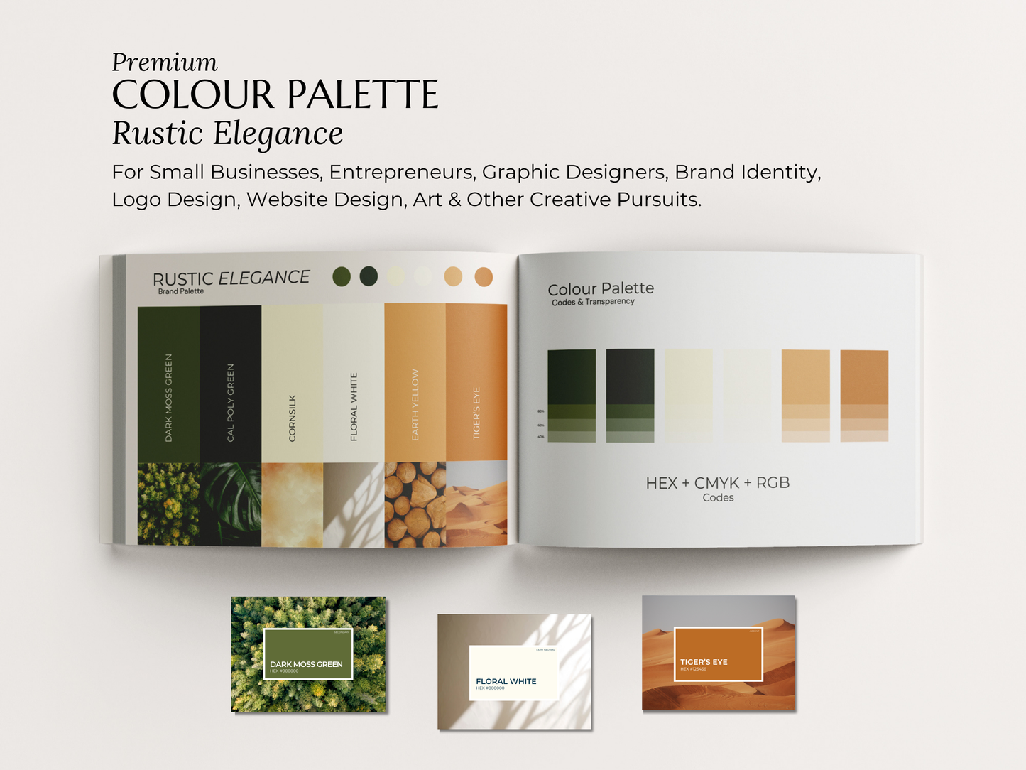 Rustic Elegance | Modern Brand Palette | Editable Canva Template with Hex Codes | Earthy Tones Business Branding Kit