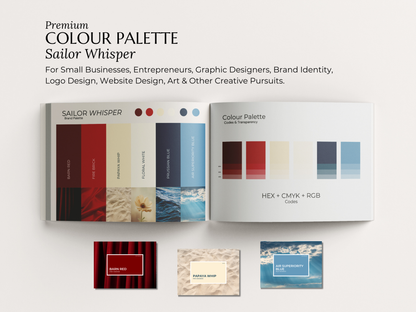 Sailor Whisper | Premium Brand Palette | Editable Canva Template with Hex Codes | Blue Green Coastal Business Kit