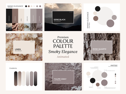 Smoky Elegance | Luxury Brand Palette | Premium Canva Colour Palette with Hex Codes | Black + Brown Business Branding Kit