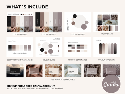 Smoky Elegance | Luxury Brand Palette | Premium Canva Colour Palette with Hex Codes | Black + Brown Business Branding Kit