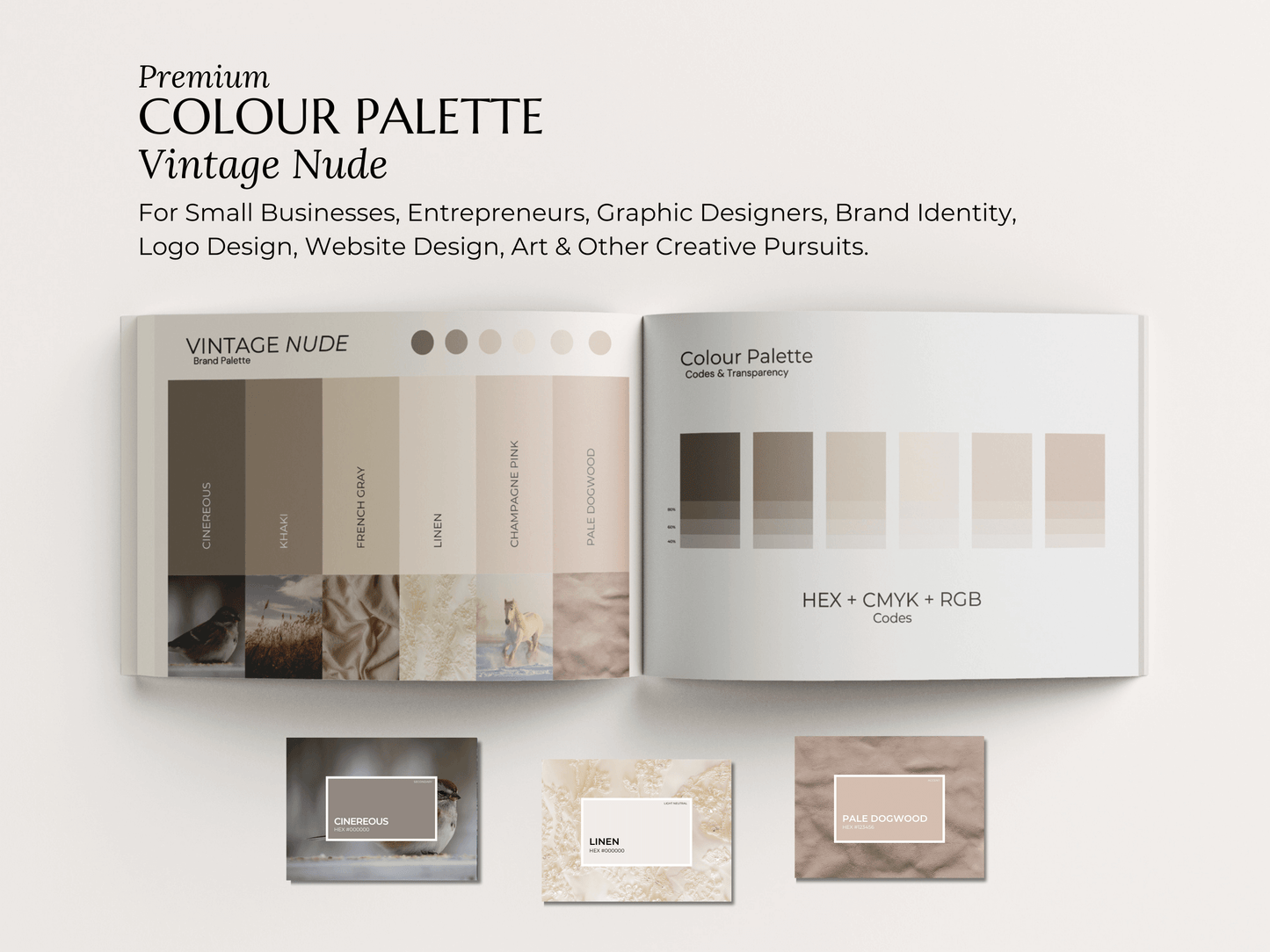 Vintage Nude | Premium Colour Palette | Editable Canva Template with Hex Codes | Nudes + Beige Small Business Branding